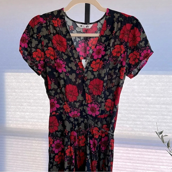 Rolla’s Cleo Rambling Floral Wrap Dress Black Multi Au 6 US XS NWT Spring Girly - Picture 2 of 6